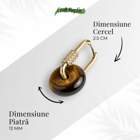 Bijuterie Protectoare – Cercei cu Piatra Ochi de Tigru model Pi [3]