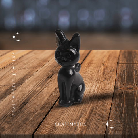 Paznica linistii – Pisicuta din Obsidian pentru Protectie si Claritate 5 cm inaltime [7]