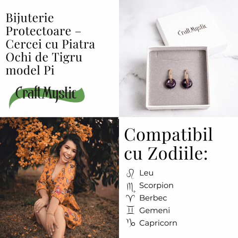 Bijuterie Protectoare – Cercei cu Piatra Ochi de Tigru model Pi [4]