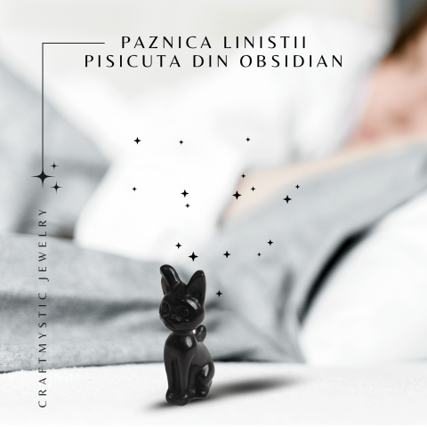 Paznica linistii – Pisicuta din Obsidian pentru Protectie si Claritate 5 cm inaltime [6]
