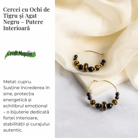 Putere Interioara – Cercei cu Ochi de Tigru si Agat Negru [2]