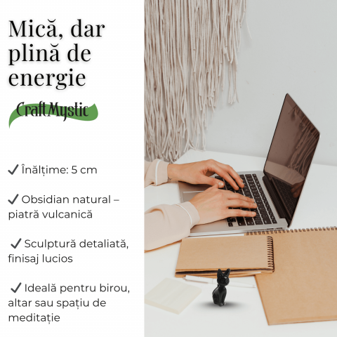 Paznica linistii – Pisicuta din Obsidian pentru Protectie si Claritate 5 cm inaltime [2]