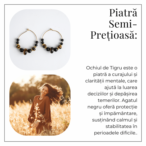 Putere Interioara – Cercei cu Ochi de Tigru si Agat Negru [5]