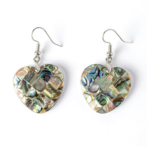 Echilibrare Energetica - Armonie si Frumusete Naturala – Cercei Inima cu Scoica Abalone