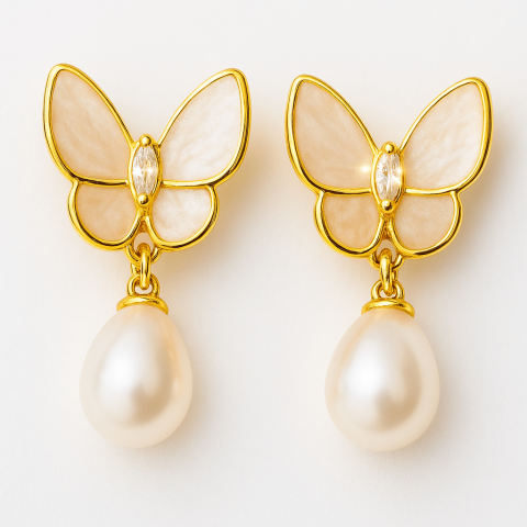 Cercei - Eleganta delicata – Cercei fluturi si perle