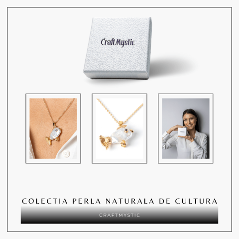 Noroc si Puritate – Colier Peste cu Perla Naturala, Placat Auriu [7]