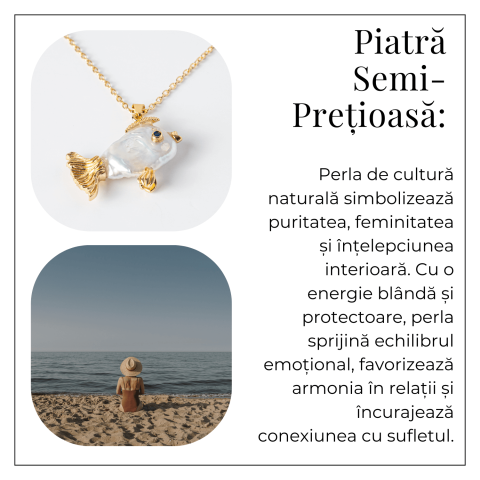 Noroc si Puritate – Colier Peste cu Perla Naturala, Placat Auriu [5]