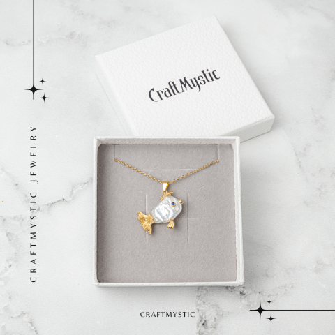 Noroc si Puritate – Colier Peste cu Perla Naturala, Placat Auriu [6]