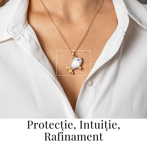 Noroc si Puritate – Colier Peste cu Perla Naturala, Placat Auriu [1]