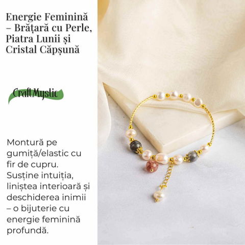 Energie Feminina– Bratara cu Perle, Piatra lunii si Cristal Capsuna [2]