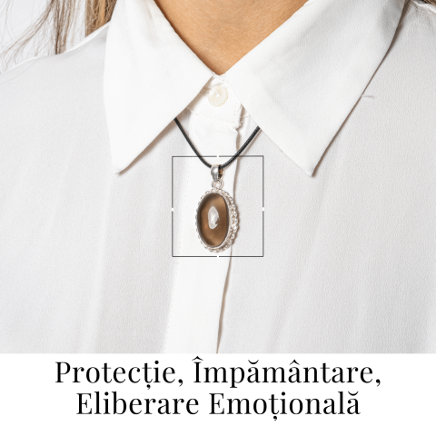Colier cu Cuart Fumuriu Natural Oval/Rotund – Protectie si Echilibru [1]