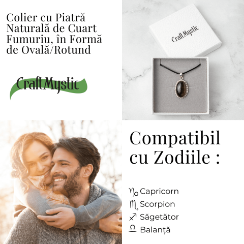 Colier cu Cuart Fumuriu Natural Oval/Rotund – Protectie si Echilibru [4]
