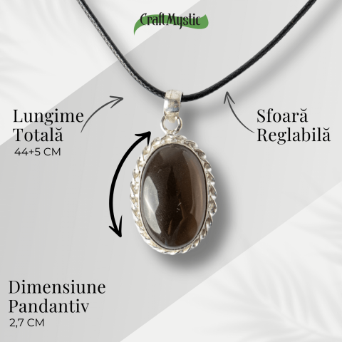 Colier cu Cuart Fumuriu Natural Oval/Rotund – Protectie si Echilibru [3]