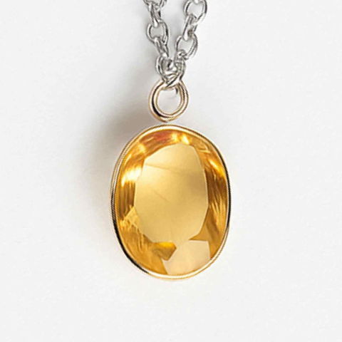 Colier Argint 925 cu Citrin Oval fatetat– Lumina Interioara si Abundenta [5]