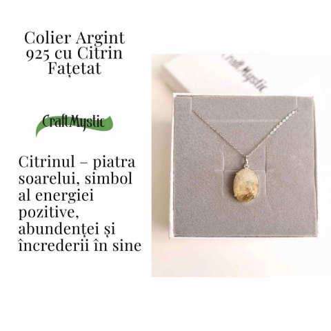 Energie si Bucurie Zilnica – Colier Inima cu Citrin si Argint 925 [2]