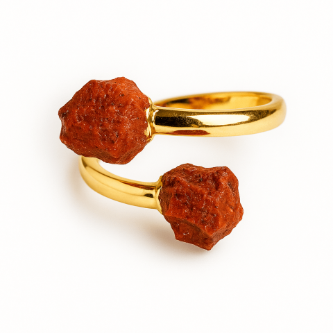 Bijuterii Semiprețioase - Energie si echilibru zilnic – Inel cu dublu jasp rosu brut
