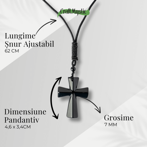Putere si Protectie – Colier Cruce din Obsidian Natural [3]