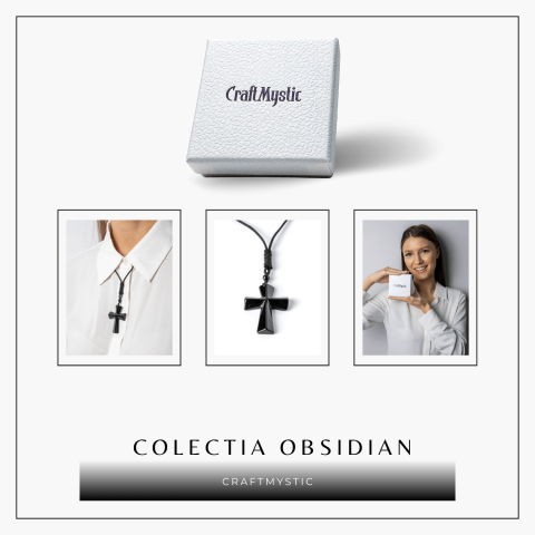 Putere si Protectie – Colier Cruce din Obsidian Natural [7]