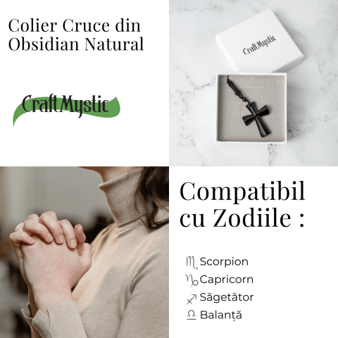 Putere si Protectie – Colier Cruce din Obsidian Natural [4]