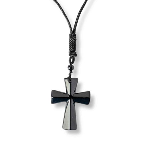Capricorn - Putere si Protectie – Colier Cruce din Obsidian Natural