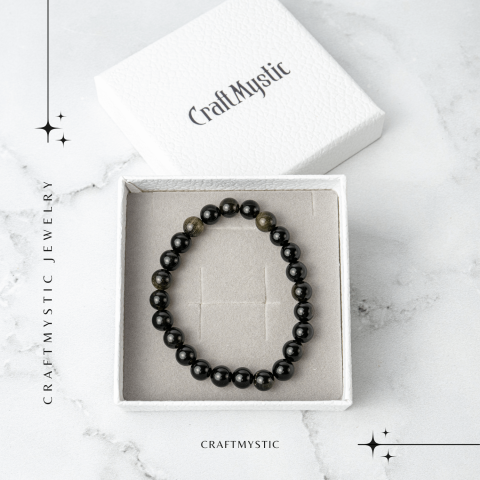 Claritate si Protectie – Bratara din Obsidian Auriu Natural de 8mm [6]