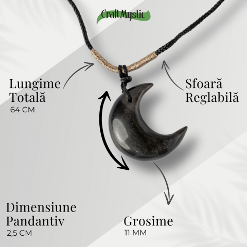 Protectie si Claritate – Colier Luna din Obsidian de Gheata Natural [3]
