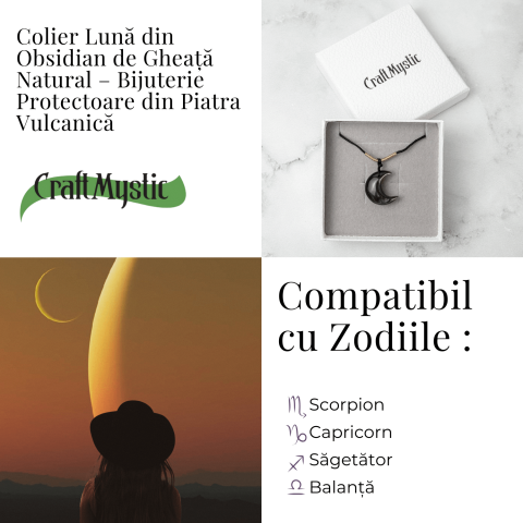 Protectie si Claritate – Colier Luna din Obsidian de Gheata Natural [4]