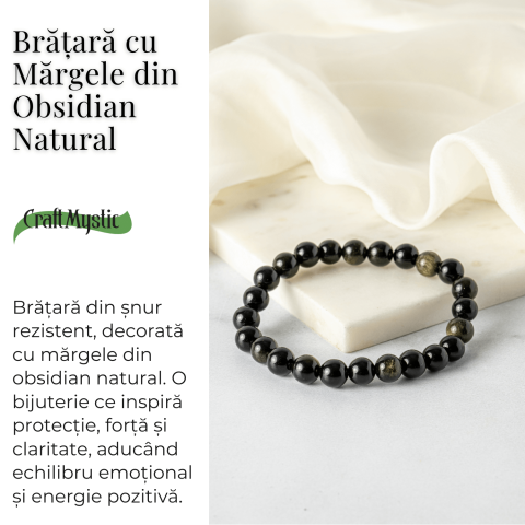 Claritate si Protectie – Bratara din Obsidian Auriu Natural de 8mm [2]