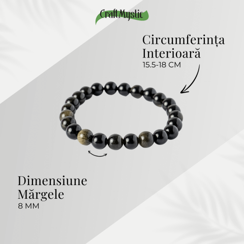 Claritate si Protectie – Bratara din Obsidian Auriu Natural de 8mm [3]