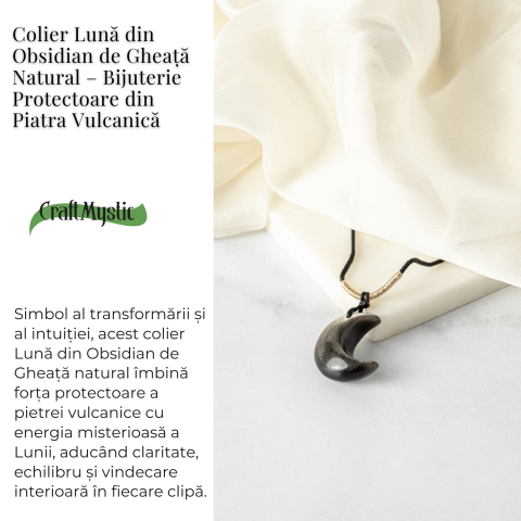 Protectie si Claritate – Colier Luna din Obsidian de Gheata Natural [2]