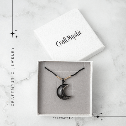 Protectie si Claritate – Colier Luna din Obsidian de Gheata Natural [6]