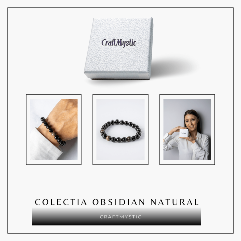 Claritate si Protectie – Bratara din Obsidian Auriu Natural de 8mm [7]