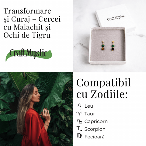 Transformare si Curaj – Cercei cu Malachit si Ochi de Tigru [4]
