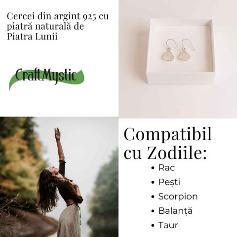 Cercei Argint 925 cu Piatra Lunii Triunghi Rotunjit – Armonie si Intuitie [4]