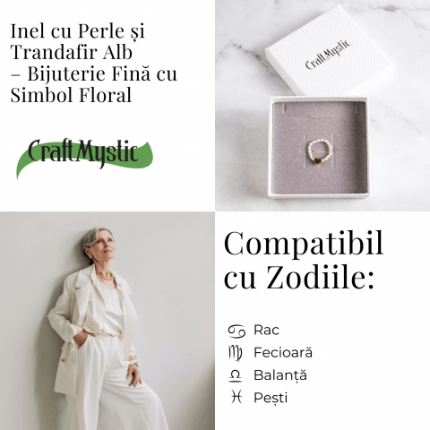 Bijuterie fina cu simbol floral – Inel cu perle si trandafir alb [4]