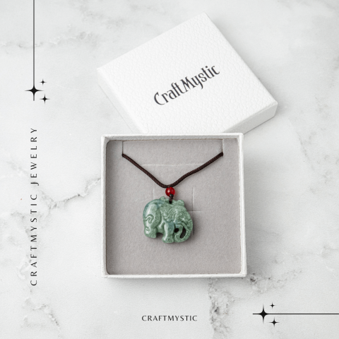 Noroc si Protectie – Colier Elefant din Jad Natural de Rusia [6]