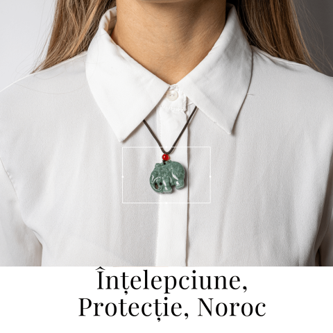 Noroc si Protectie – Colier Elefant din Jad Natural de Rusia [1]