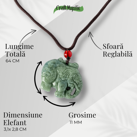 Noroc si Protectie – Colier Elefant din Jad Natural de Rusia [3]