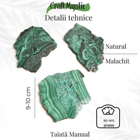 Felie Malachit Natural 9-10 cm- Vindecare si Echilibru Energetic/ Felie Malachit 9-10 cm 95-105 grame [4]