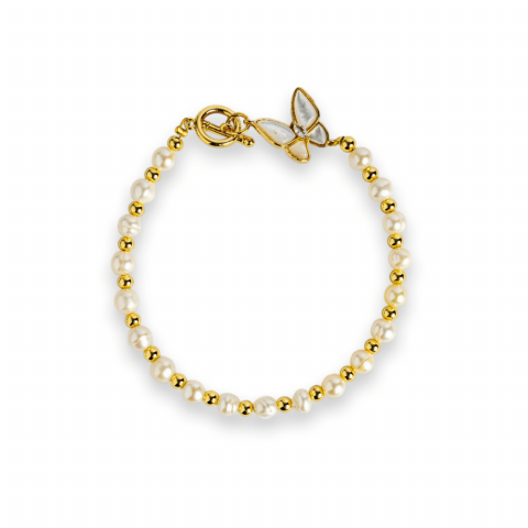 Bratara cu perle si detalii aurii – Eleganta care nu se demodeaza [8]