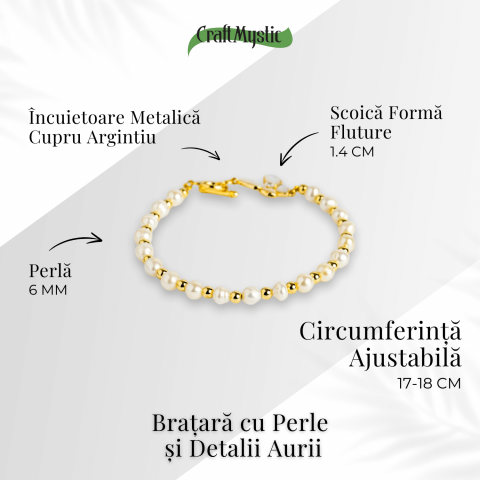 Bratara cu perle si detalii aurii – Eleganta care nu se demodeaza [3]
