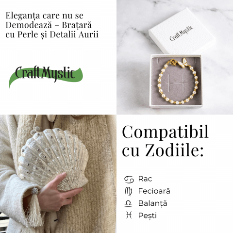 Bratara cu perle si detalii aurii – Eleganta care nu se demodeaza [4]