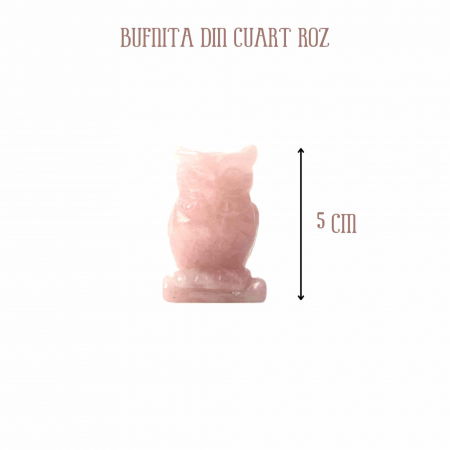 Figurina 5 cm Bufnita din cristal vindecator Cuart roz - Sculptat in forma de bufnita cu piatra vindecatoare, artizanat pentru biroul de acasa [1]