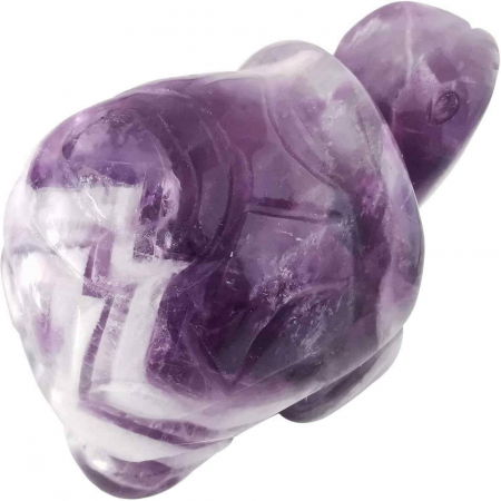 Ametist - Figurina broasca testoasa 4 cm de cristal semipretios -  Sculptura din piatra vindecatoare reiki de buzunar pentru decor, colectie