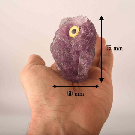 Figurina bufnita 75mm din rasina si pietre semipretioase Ametist - Decor pentru interior si exterior sculptata manual [1]