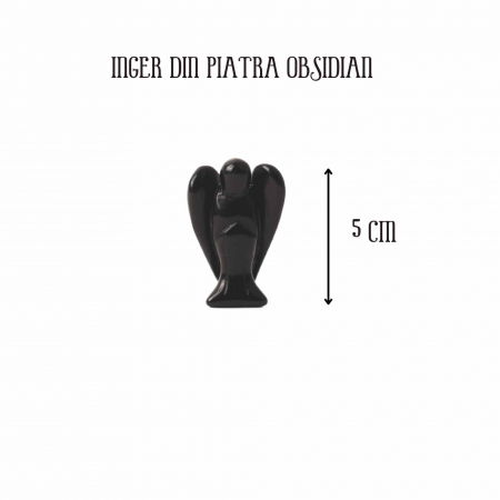 Figurina 5 cm inger din cristal vindecator Obsidian - Sculptura manuala din piatra naturala lustruita - Decor pentru camera birou cu energie reiki pentru femei barbati - Copie [1]