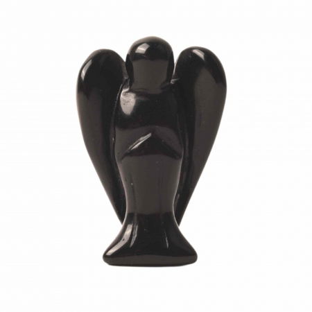 Figurina 5 cm inger din cristal vindecator Obsidian - Sculptura manuala din piatra naturala lustruita - Decor pentru camera birou cu energie reiki pentru femei barbati - Copie