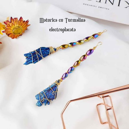 Matura Decorativa din Turmalina neagra electroplacata curcubeu Perfecta pentru Meditatie si Arta [2]