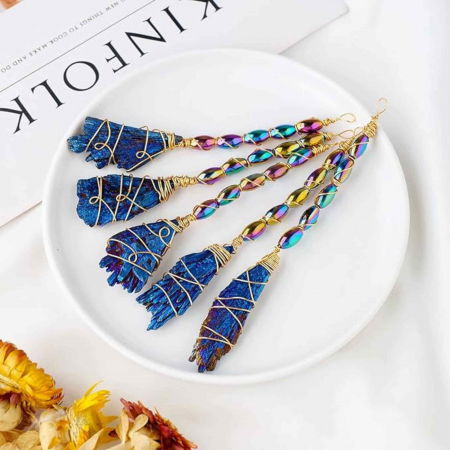 Matura Decorativa din Turmalina neagra electroplacata curcubeu Perfecta pentru Meditatie si Arta [4]