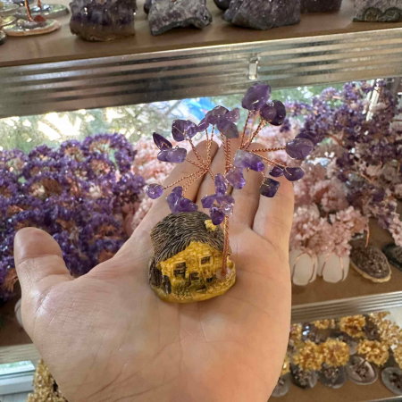 Figurina casuta cu ramuri din cristale naturale Ametist - Decoratiune interior sau exterior, pentru casa, birou, acvariu [2]